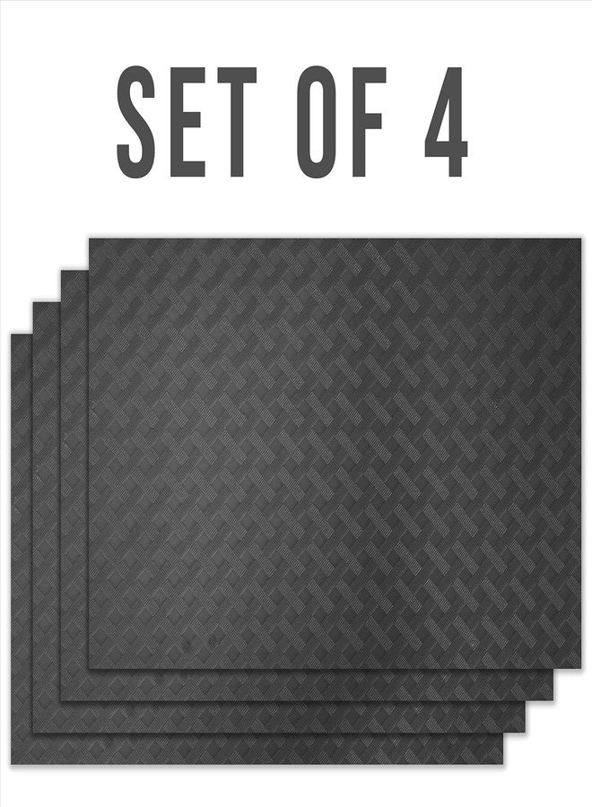 إيلاستبرو مجموعة مفارش طعام إيلاست برو، 4 قطع، مقاومة للحرارة، مقاومة للبقع، قابلة للغسل، مناسبة لطاولة الطعام والثلاجة (نمط قطري، أسود) - Image 2